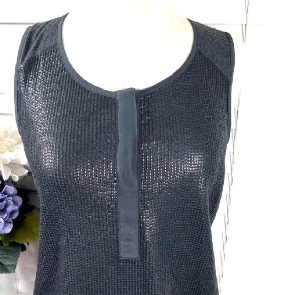 J. Crew Sequined Embellished Charcoal Sleeveless Henley Tank Top Blouse … - Picture 2 of 15
